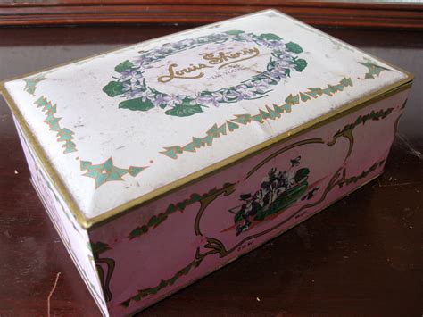 Vintage Purple Louis Sherry Metal Chocolate Box in Great 